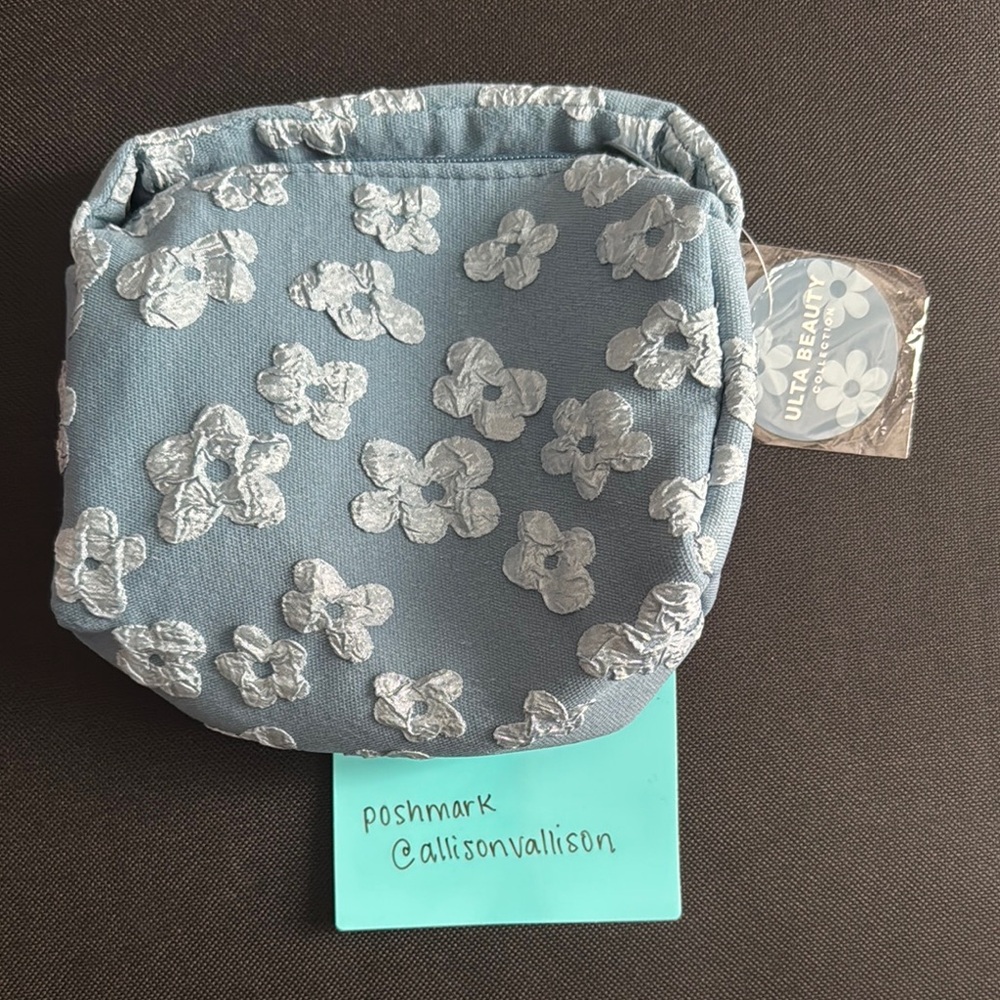 Ulta Beauty Blue and White Floral Pouch